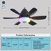 2-in-1 Elektrischer Akku-Ventilator 5 Gänge Bürstenloser Motor Ventilatorlicht mit APP-Fernbedienung Timer-Licht Ventilator für Wohnzimmer Camping