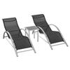 Three-Piece Curved Sun Lounger Set - Black