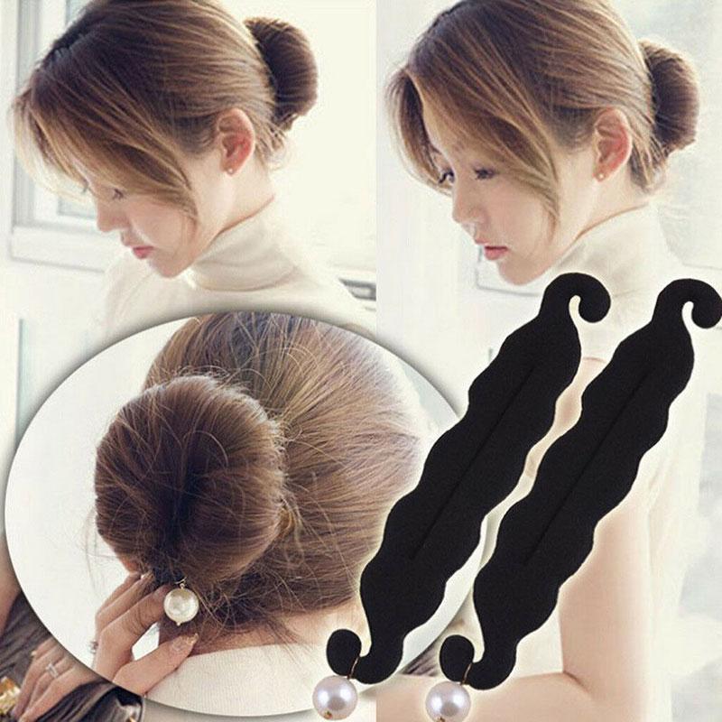 Magic Sponge Clip Foam Donut Hair Styling Bun Maker Curler Tool Ring Twist Black