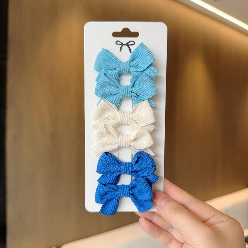 6Pcs/Set New Fashion Solid Hairpins Bows Hair Accessories Hair Clips Girls Nylon Hairpins Children Cute Barrettes Gift