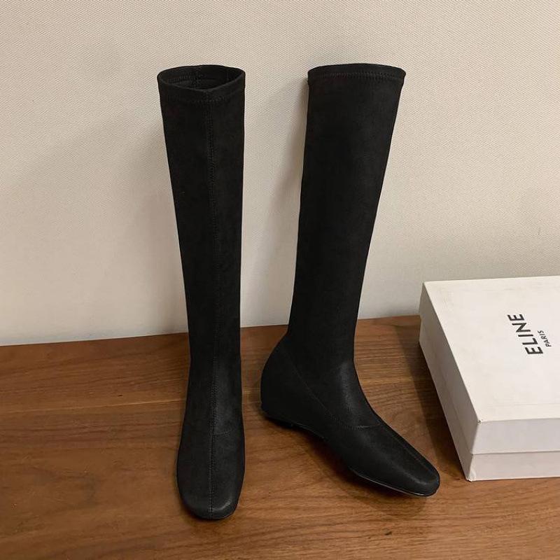 

Autumn and winter women s leather boots medium heel large size women s boots slope heel rubber sole new high boots leather versatile fashion boots 39