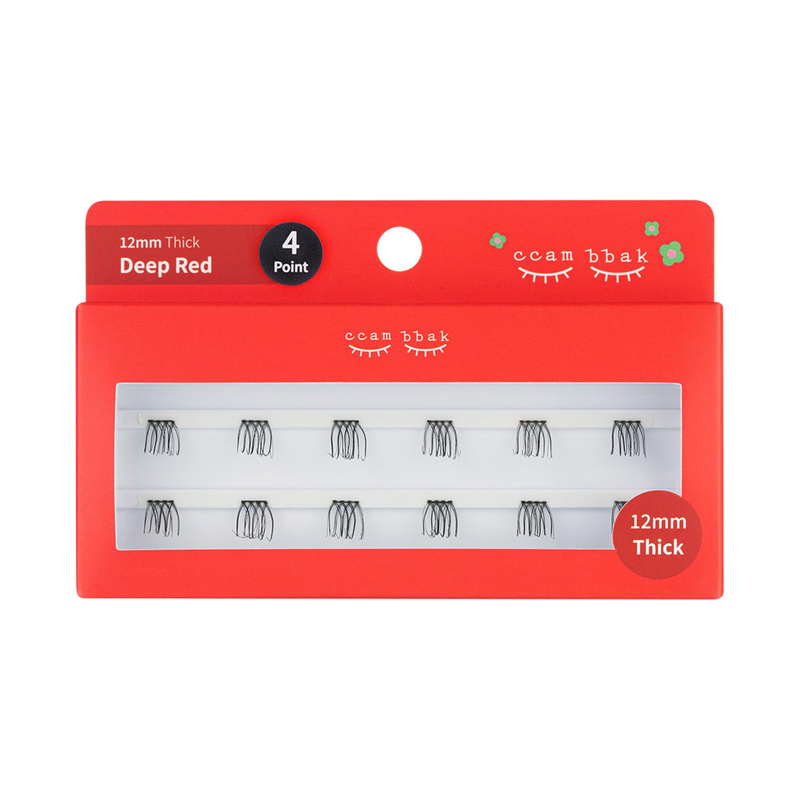 

CCAMBBAK Eyelash Extensions (Partial, 8mm-12mm) - Semi-Permanent, Idol-Style, Popular DIY False Eyelashes (12mm Thick (Black), 4-Point)