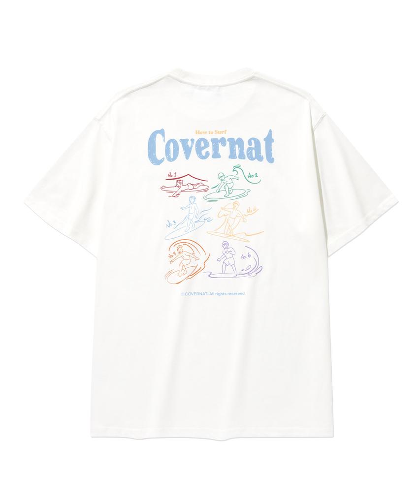 COVERNAT Cool Cotton Surfing Motion Graphic T-Shirt White