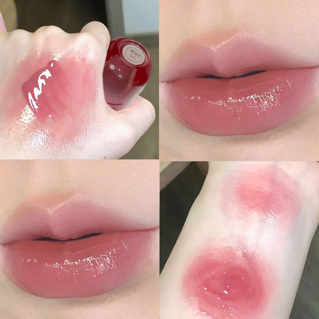 HERORANGE Mirror Bloom Heart Refreshing Color Lip Glaze - Moisturizing, Non-Sticky, Long-Lasting for Younger-Looking Lips