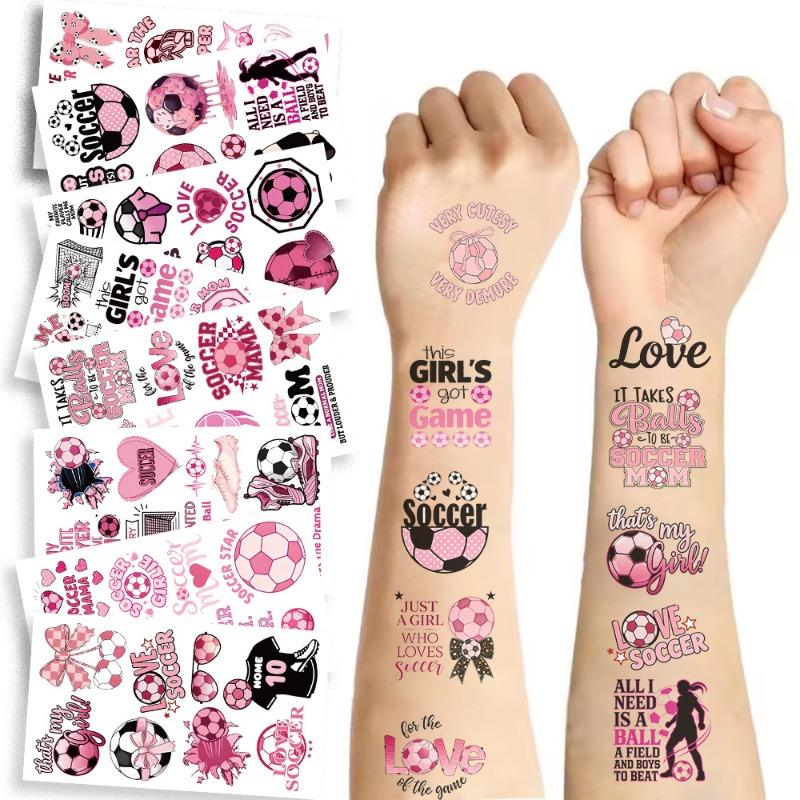 

10 Cartoon Pink Football Tattoo Stickers for Party Decoration of The World Cup, Water Transfer Printing Tattoo Stickers for Children s Arms 10pcs