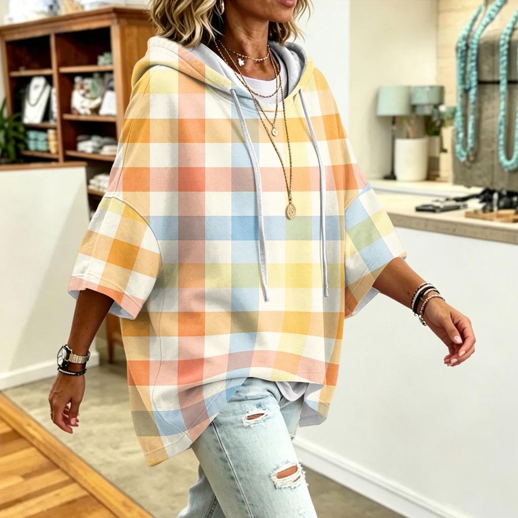 Women's Printed Hoodie Loose Fit Casual Pullover Sweatshirt for Everyday Wear