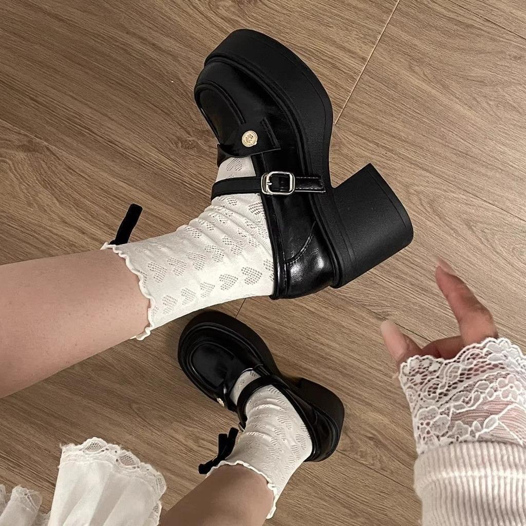 British Style Platform Thick Heel Single Shoes Spring and Summer New Fashion Versatile Skirt Mary Jane Single Shoes