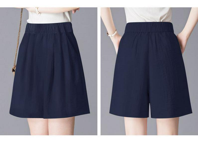 Ice Silk Women's Plus Size Summer Capris: Loose Straight, High Waist, Casual Wide Leg Shorts