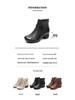 2025 Summer Genuine Leather Peep-Toe Perforated Mid-Heel Sandals - Women's Retro Chunky Heel Martin Boots.