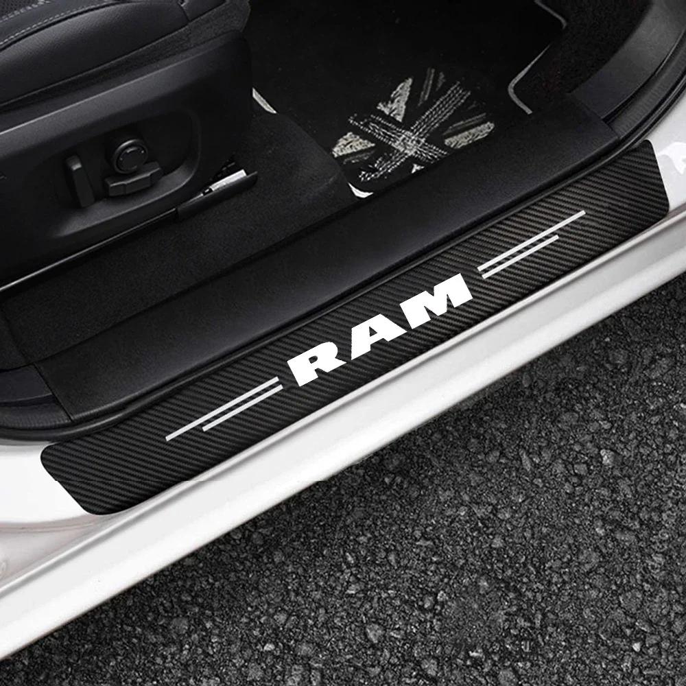 4Pcs Carbon Fiber Car Door Sill Protective Strip Stickers for Dodge RAM 1500 2500 3500 2014 2015 2016 2017 2018 2019 2020 2021
