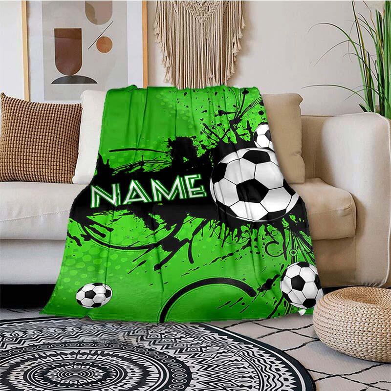 Football Hat Customize Your Name Blanket Used For Chair Office Sofa Bed Camping Soft And Warm Giving Friends And Relatives Birthday Graduation Gift