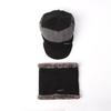 Neckwarmer Knit Brim Hat Set (Black)/Fur Hat Winter Hat