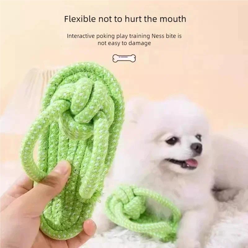 Durable Cotton Rope Slipper Knot Dog Chew Toy Small Dog Interactive Teeth Cleaning Molar Tartar Removal Safe Pet Chew Supplies