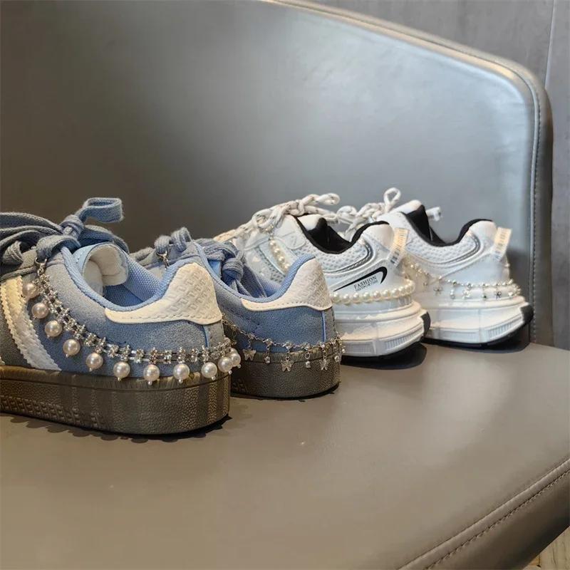 1 PCS Ballet Shoe Sneakers Pearl Heel Shoes Chain Luxury Rhinestone Butterfly Star Bling Bow Girl Shoes Decoration Accessorie