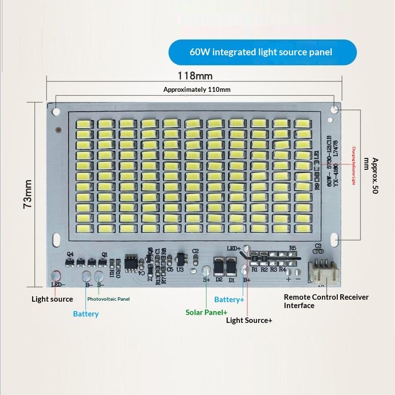 1Pcs 25/40/60/100/200W Led Solar Light Board White Light High Brightness Light Source Panel With Remote Controller