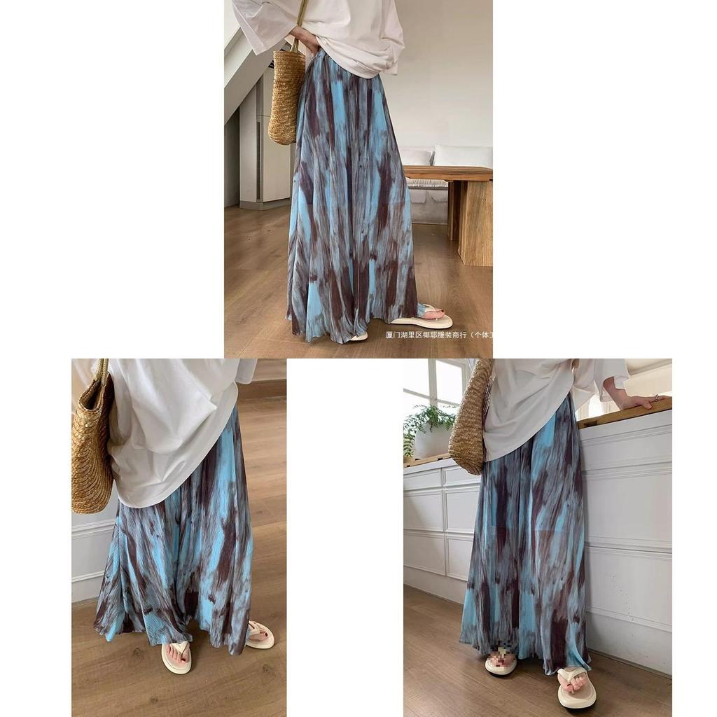 Boho Tiedye Midi Skirt For Women With High Waist And Flowy Design For Spring Vacation Style