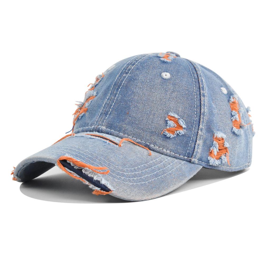 Vintage Distressed Denim Baseball Cap With Sun Protection For Casual Wear