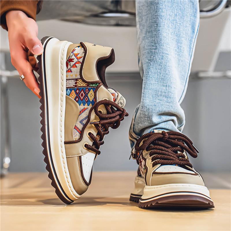 New Men's Canvas Shoes Comfortable and Breathable Leisure Sports Shoes Outdoor Hiking Thick Soled Sneakers Men's Running Shoes