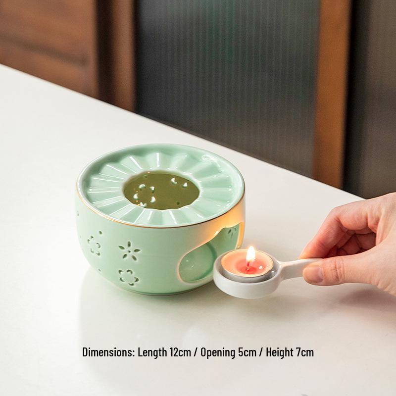 Japanese Candle-Heated Glass Teapot with Ceramic Base