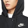 Nike Solid Color Hooded Drawstring Logo Print Mid-Length Cotton Coat Women Coats Gray Black FD6684-045