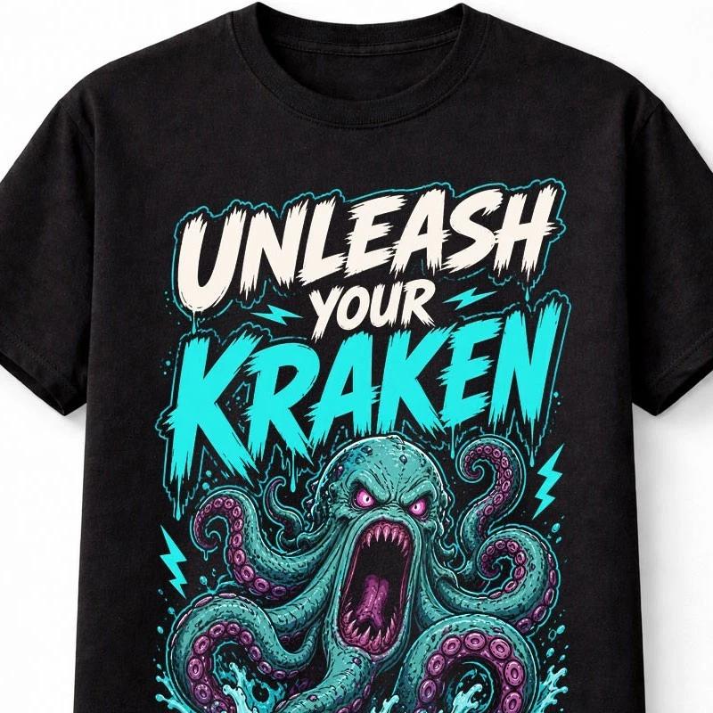 Unleash Your Kraken Mythical Sea Monster Horror Ocean Unisex TShirt S