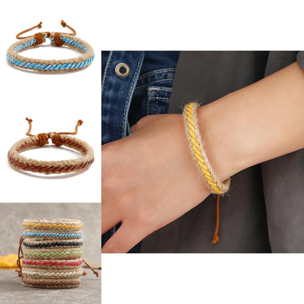 Fashionable Wristband With Colorful Woven Rope Vintage Boho Style Universal Fit