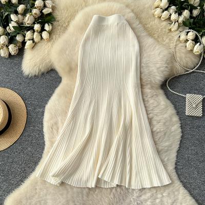 Autunno Inverno Donne Elegante Maglia Lunga Midi Slim Aderente Gonna a Coda di Pesce
