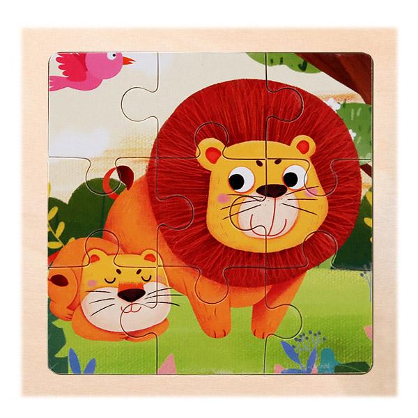 New 9 Piece Montessori Wooden Puzzle Cartoon Dinosaur Transportation Jigsaw 3d Puzzle Early Learning Educational Toys for Kids