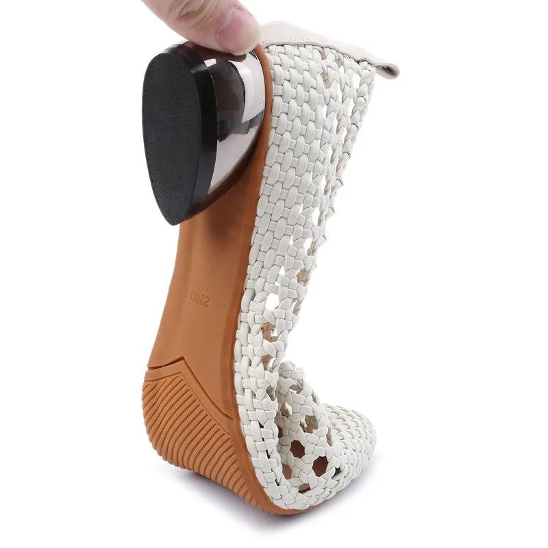 GKTINOO Pumps Sandals Women Pointed Toe Leather Woven Low Heel Soft Sole Outdoor Summer Ladies Shoes