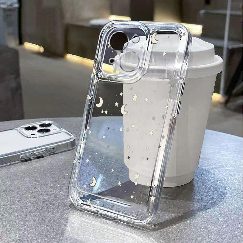 Moon And Star Phone Case for iPhone 17 Air 16 15 14 13 12 11 Pro Max Plus Mini 8 7 Soft Transparent Cover Fundas Accessory