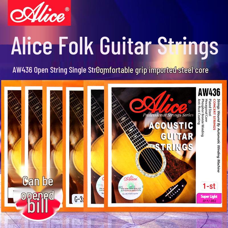 

Alice AW436 Acoustic Guitar Single Steel Strings (1/2/3/4/5/6) - Folk Guitar String Accessories Single String 1st
