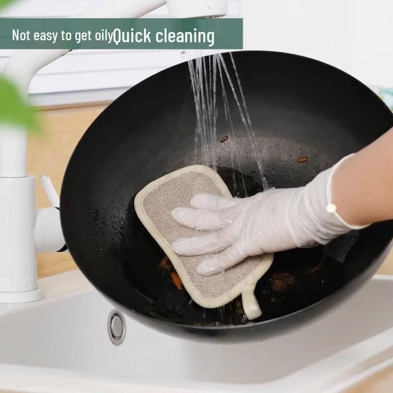 Bamboo Fiber Sponge & Dish Scrubber – Durable, Non-Shedding, Oil-Resistant, Multi-purpose Kitchen Cloth & Brush.