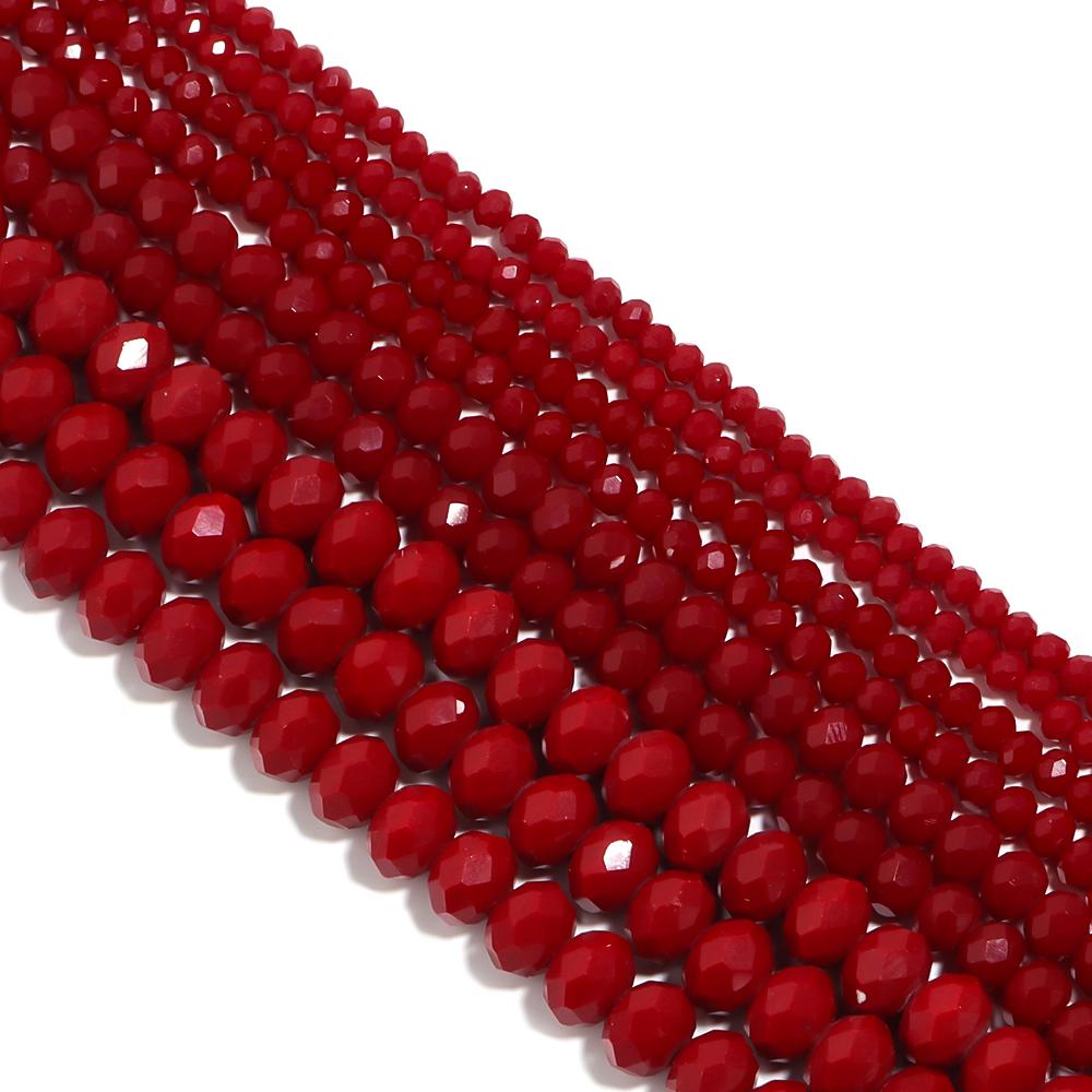 3 4 6 8mm Facetované Křišťálové Korálky Červené Rondelle Abakus Skleněné Volné Distanční Korálky Pro Výrobu Šperků DIY Náhrdelník Náramek Příslušenství