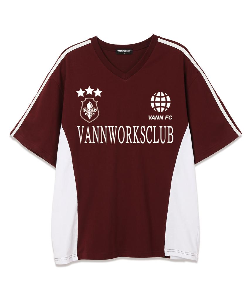 VANNWORKS Sporty Blockcore V-Neck Short Sleeve T-Shirt (Vs0033) Wine