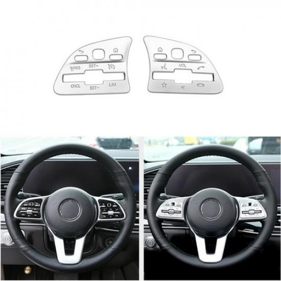 Silver Car Steering Wheel Button Frame Cover For Mercedes Benz A C E Class