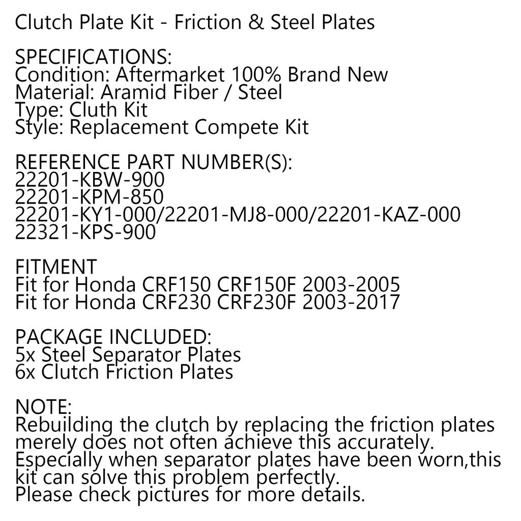Clutch Kit Iron Friction Plates fit for Honda CRF150 CRF150F CRF230 CRF230F