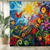 Vibrant Sunflower & Butterfly Waterproof Mildew-Resistant Shower Curtain -Colorful Design for a Joyful Bathroom Décor Experien