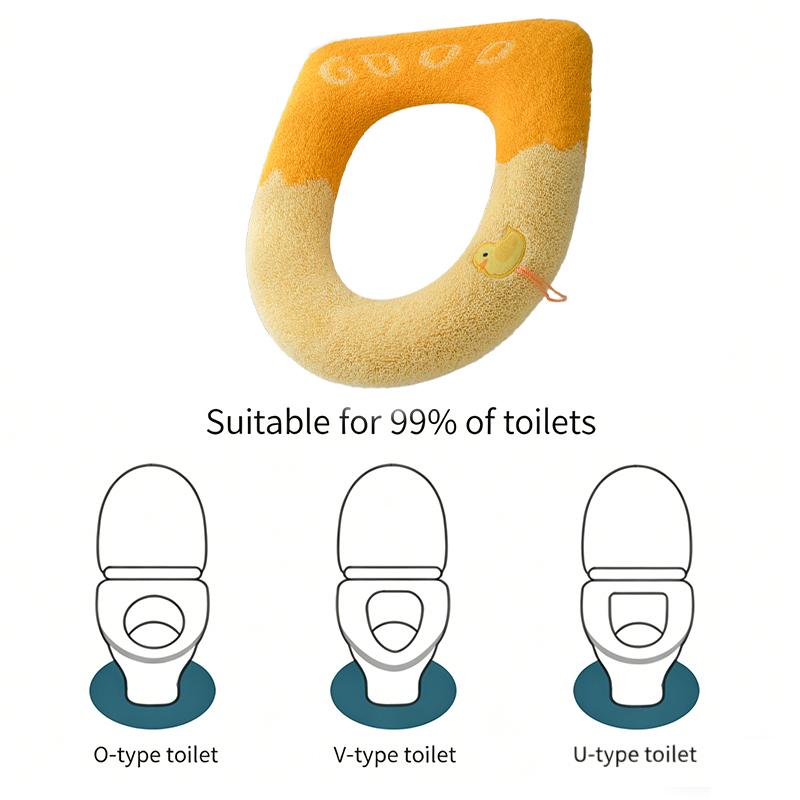 Toilet Seat Cover 1Pcs Soft Warmer Cushioned Pad Thickened Washable Bathroom Mat for Winter Comfort