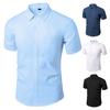 Skjorte for menn Ren turn-down krage Formell Slim Fit Summer Top for Work