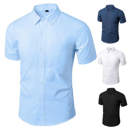 Skjorte for menn Ren turn-down krage Formell Slim Fit Summer Top for Work