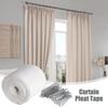 6m White Pleat Tape for Curtains with 15 four claw hook Drape Making Accessories for Living Room Home Bedroom Enhancement
