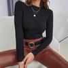 Women's Slim Fit High Neck Knit Sweater - Autumn/Winter Solid Color Base Layer Knitwear