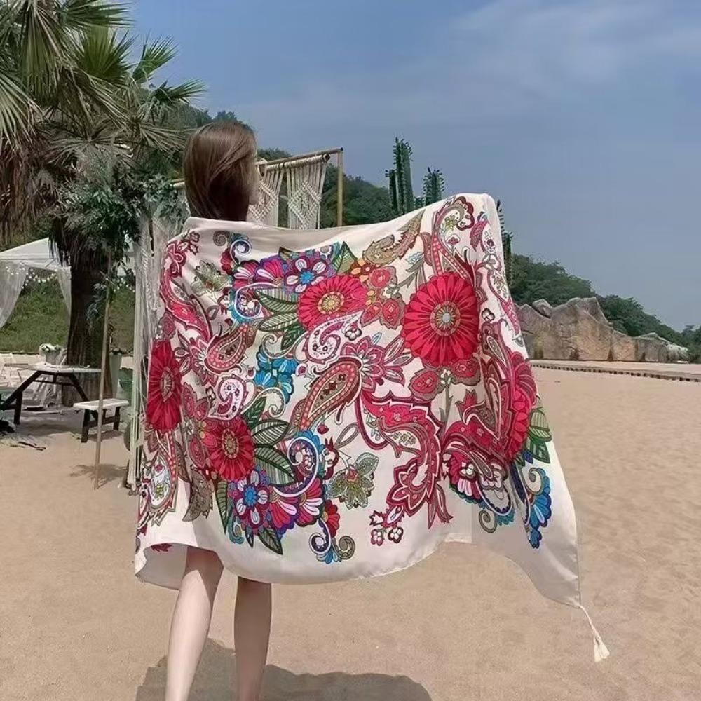 Chaka Salt Lake Great Northwest Tourism Ethnic Style Scarf Silk Scarf Women'S Summer Seaside Beach Shawl Sunscreen Thin