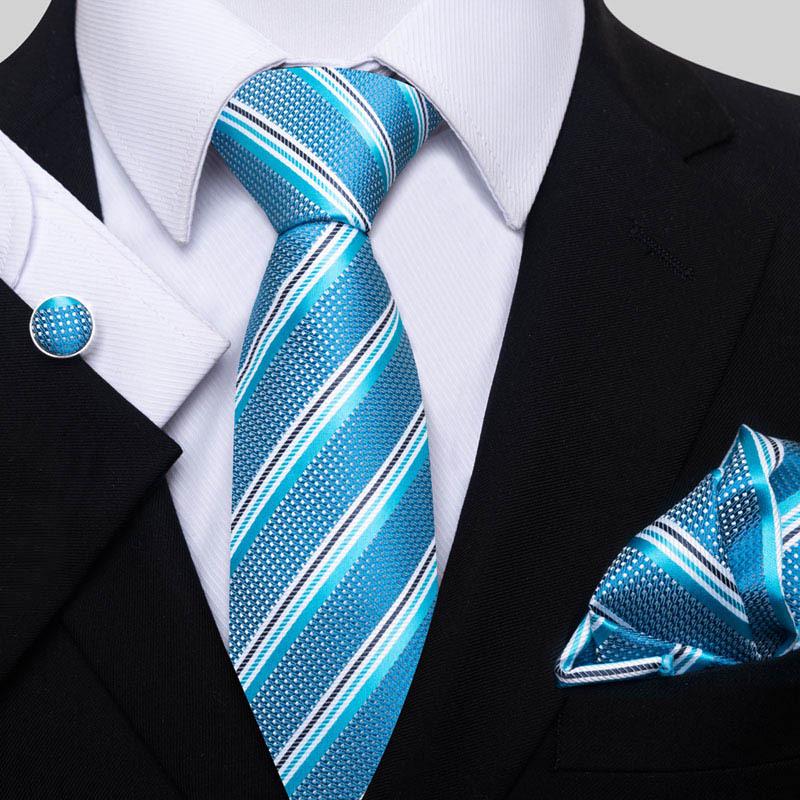Men's Business Formal Tie Set: Includes Tie, Pocket Square & Cufflinks for Evening Parties. Fashionable & Popular.
