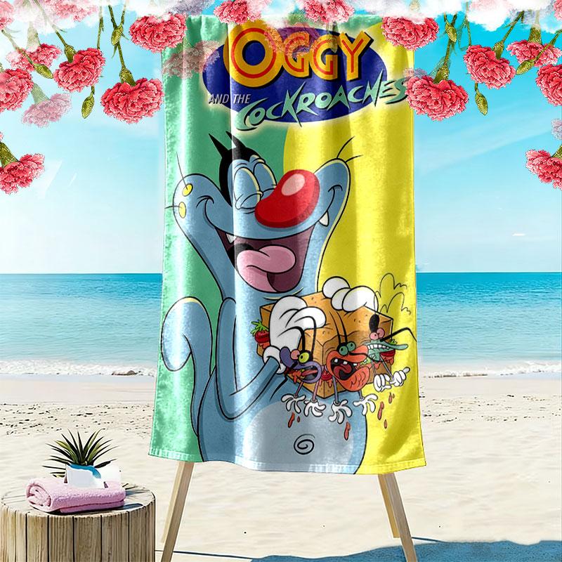 Oggy Soul Print Beach Towel, Large Soft Quick Dry Towel for Beach Camping Swimming