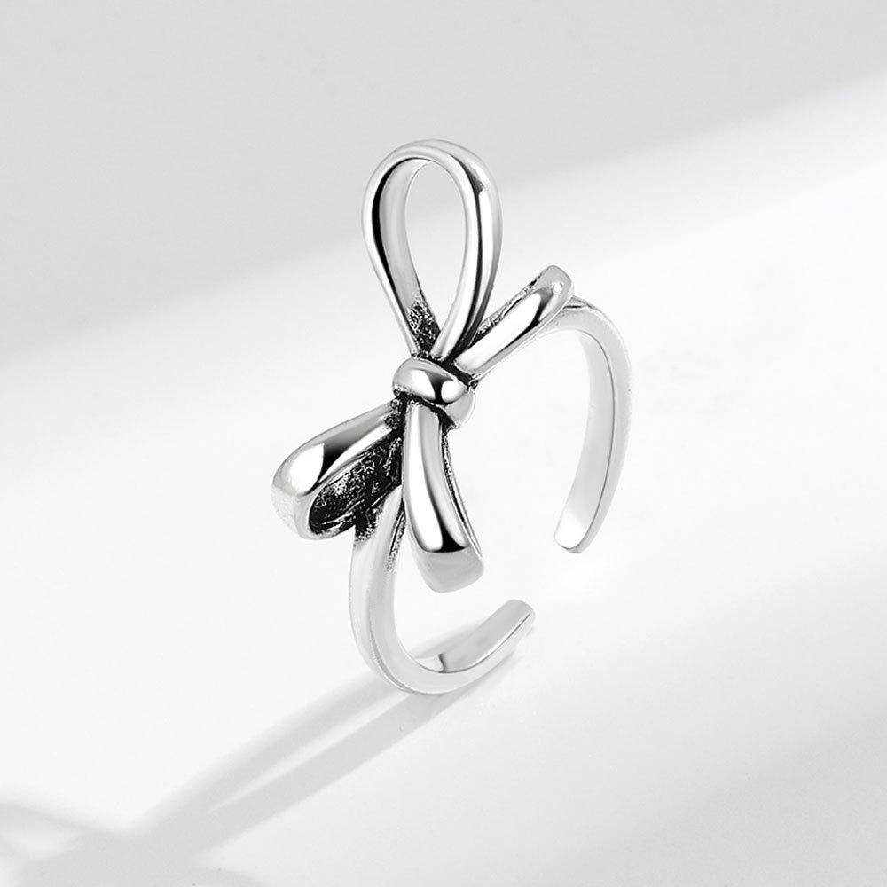 

100% Solid 925 Sterling Silver Smile Line Rings For Women Simple Trendy Retro Anillos Party Gifts Accessories resizable синий