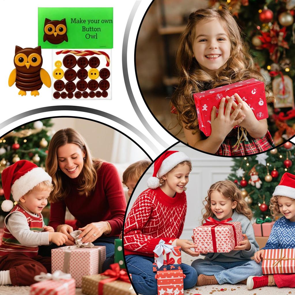 Christmas Animal Craft Buttons Kit Fun Handmade Button Animal Ornaments Home Decorations For Car Apartment Dormitory Office