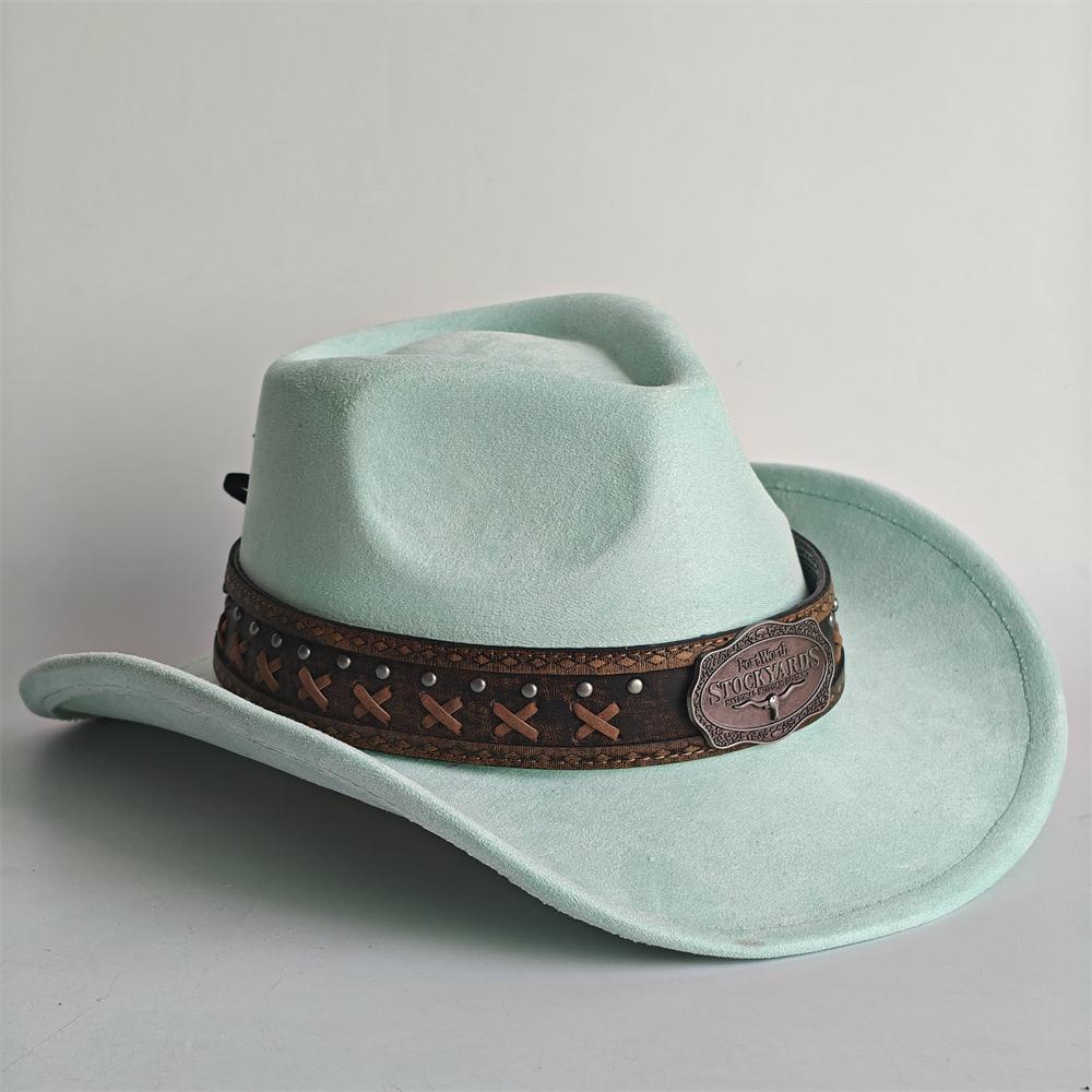 New Western Cowboy Hat For Women Men With Shapeable 7.5Cm Wide Brim Western Suede Hat For Cowboys And Cowgirls Sombrero Vaquero
