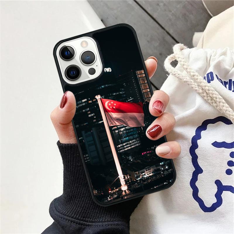 Singapore Flag Phone Case For iPhone 17 Air 15 16 Cover  11 13 14 Pro Max 12 Plus Max Fundas