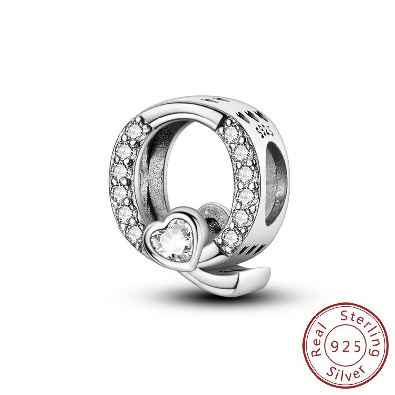 New 925 Silver Charm Beads 26 Letter Alphabet A-Z Charm Fit Original Charms Bracelet DIY Birthday Jewelry Gift Making